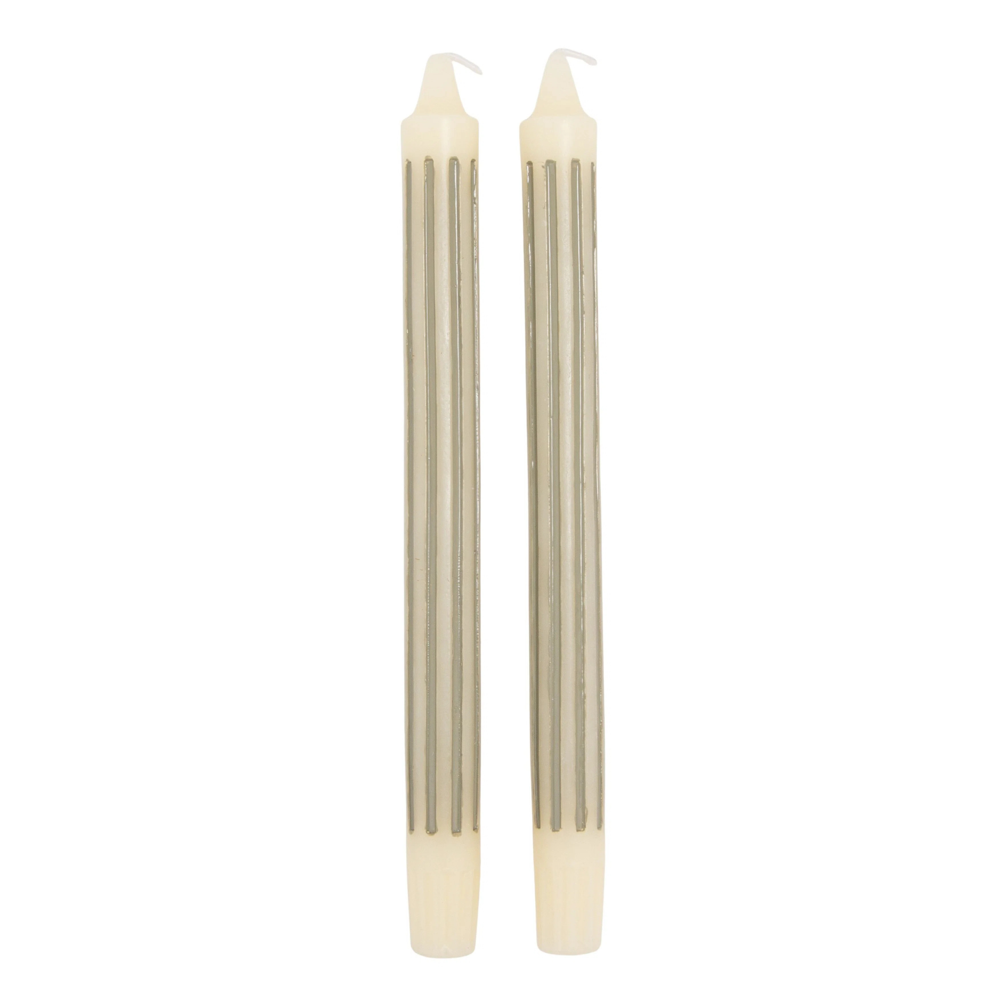 Unscented Vertical-Striped Taper Candles In Box | Wayfair North America