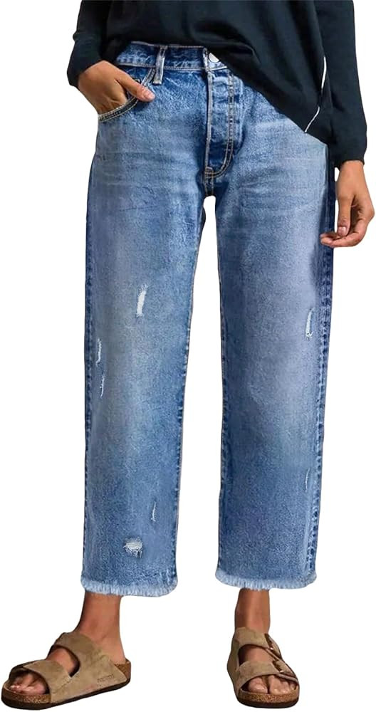 EVALESS Jeans for Women Stretchy Distressed Denim Ankle Pants | Amazon (US)