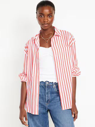 Oversized Button-Down Boyfriend Shirt | Old Navy (US)