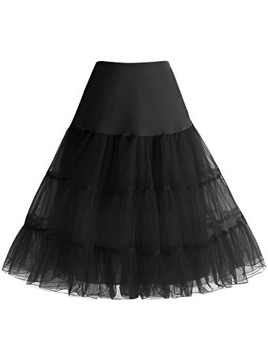 Bbonlinedress Black Petticoat Skirt 1950s Vintage Underskirt Crinoline Slips for Women Rockabilly Black M | Amazon (US)