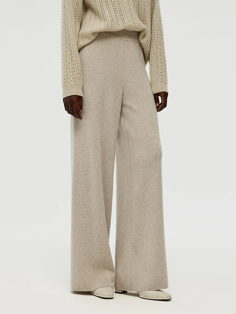 Machine Washable Wool Wide Leg Women Pants | GOELIA