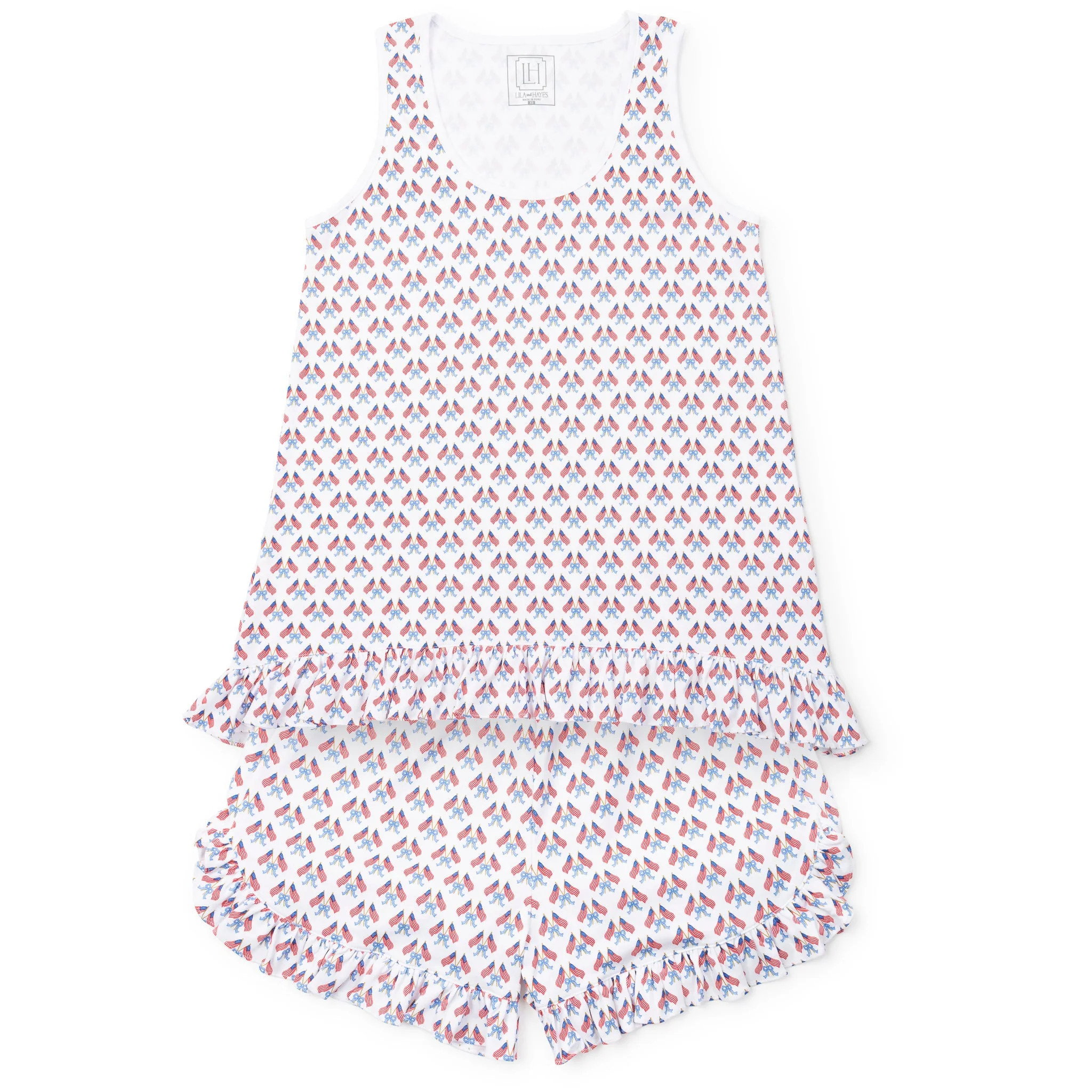 Mallory Women's Pajama Short Set - Stars, Stripes and Bows | Lila and Hayes