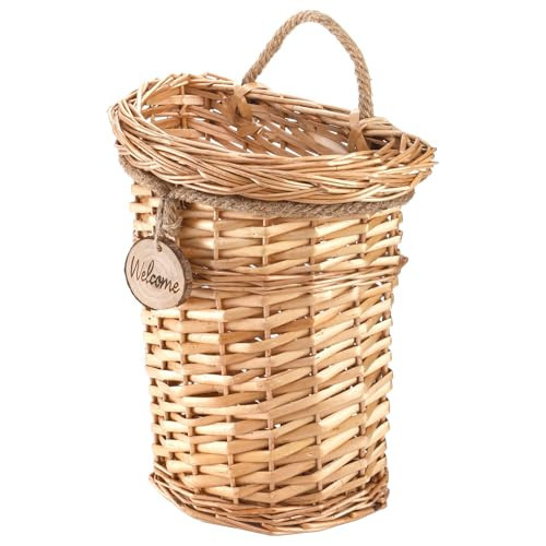 Hiceeden Wicker Hanging Wall Basket, Woven Front Door Flower Basket, Flat Hanging Storage Basket Wall Decor for Home, Garden, Pantry, Farmhouse | Amazon (US)