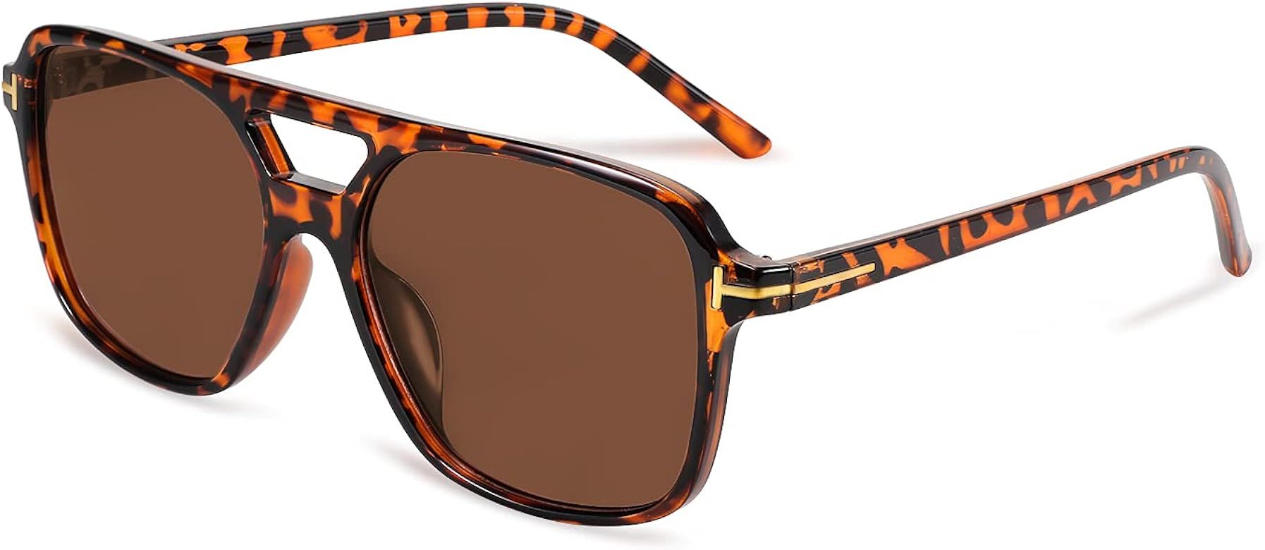 YuJian Retro Square Aviator Sunglasses for Women and Men UV400 Protection Trendy Double Bridge Su... | Amazon (US)