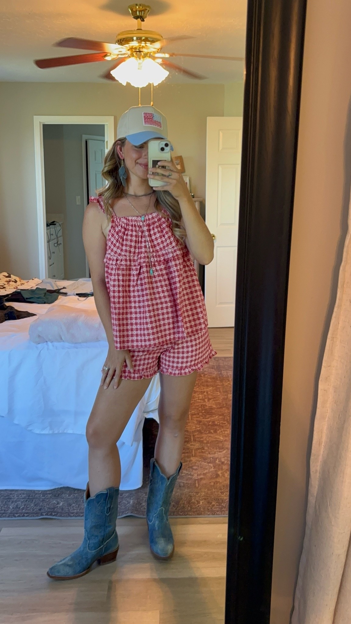 Went with my denim @Tecovas for a more patriotic look and to match my denim earrings from @Nickel & Suede !! Set is @Three Bird Nest code July4 will take 40% off!

#LTKootd #LTKgrwm #LTKdayinmylife