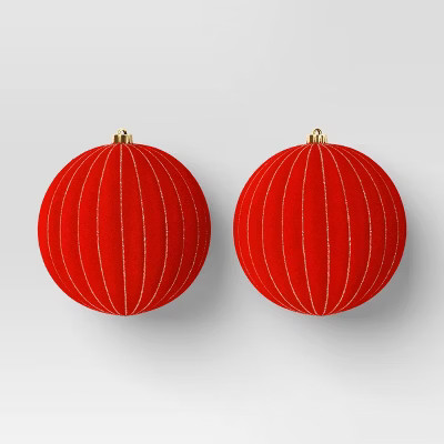 2ct Christmas 200mm Flocked Ribbed Glitter Ornament Set - Wondershop™ | Target