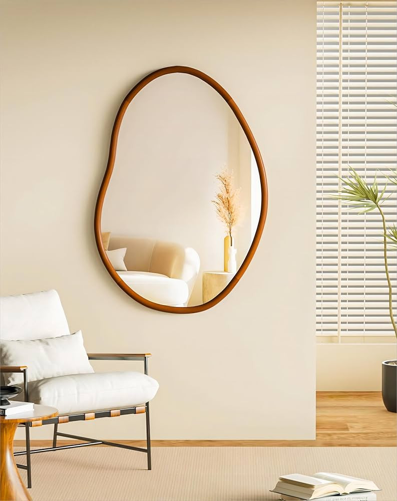 Irregular Wall Mirror Decorative: 32x22 inches Asymmetrical Glass Mirror Abstract Large Silver Va... | Amazon (US)