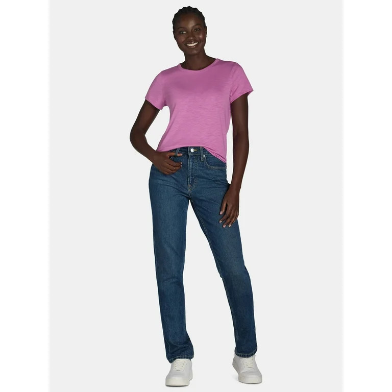 Time and Tru Women’s Slub Jersey Crewneck Tee with Short Sleeves, Sizes XS-XXXL | Walmart (US)