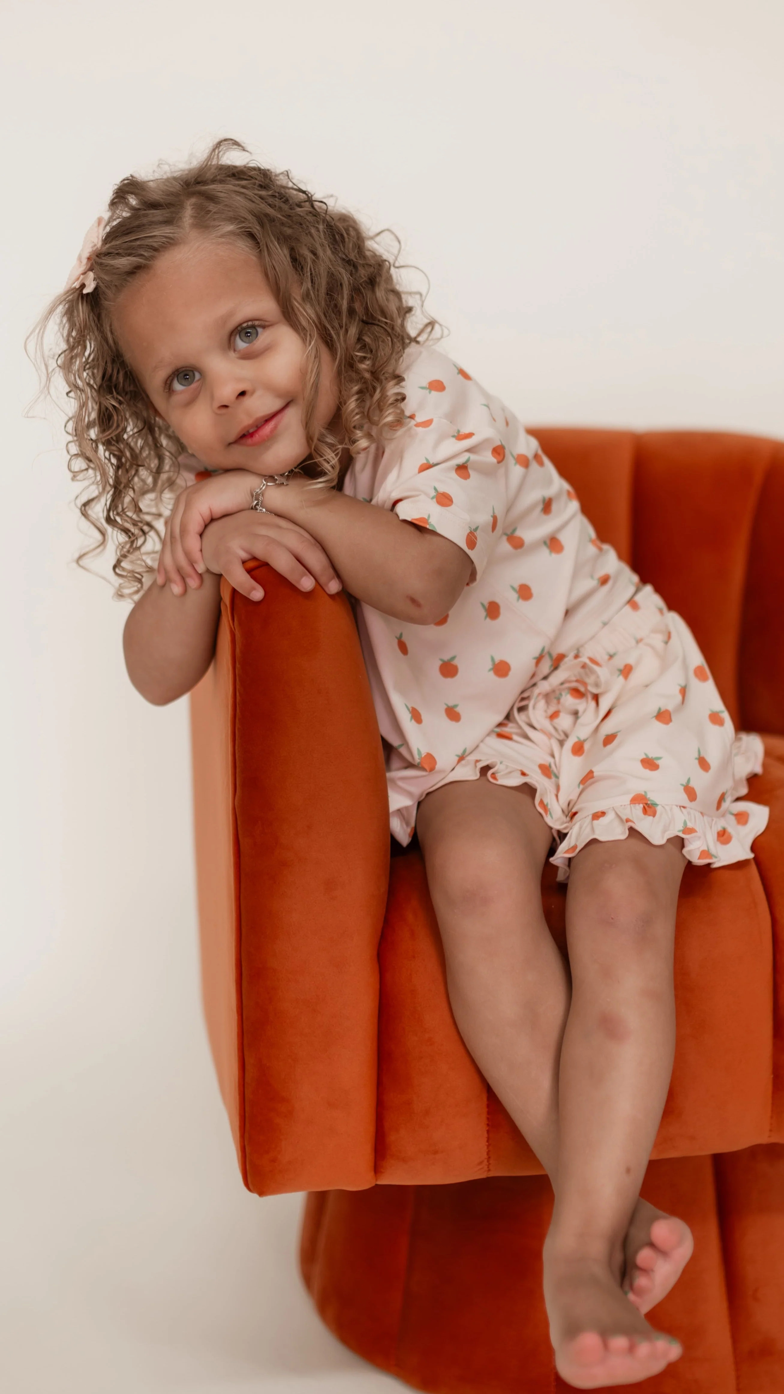 Girls Ruffle Set in Peaches | Silks Design