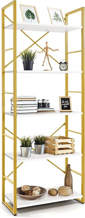 CAPHAUS 5 Tier Bookshelf, 24 Inch Width Free Standing Shelf, Bookcase Shelf Storage Organizer, In... | Amazon (US)