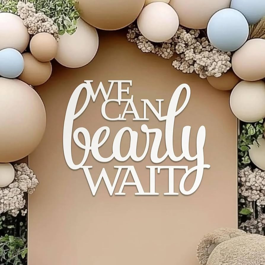 We Can Bearly Wait Sign for Backdrop,Wooden Bear Themed Baby Party Banner for Boy Girl Baby Showe... | Amazon (US)
