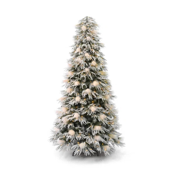 Flocked Realistic Pine and Pampas Christmas Tree 600 LED Constant - Includes a Storage Bag & Remo... | Wayfair North America