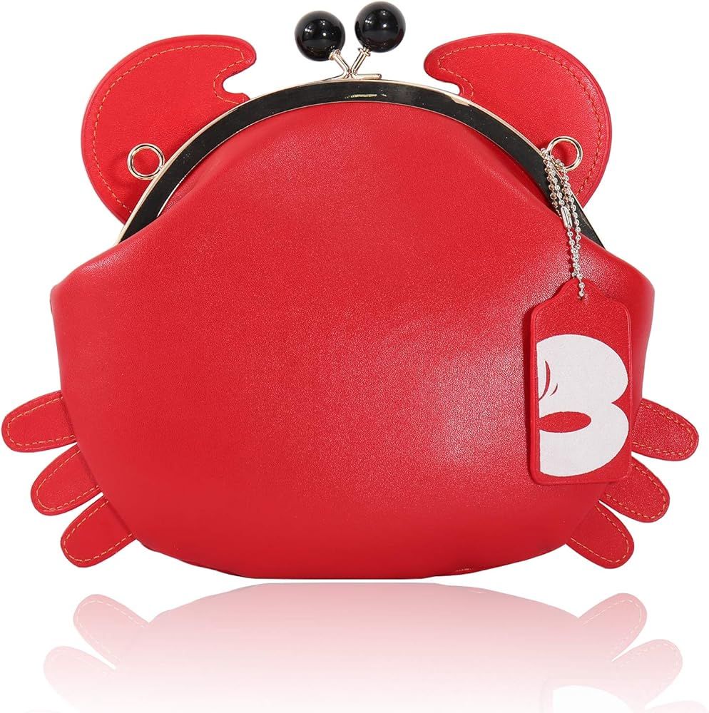 Magicor Cute Crab Crossbody Shoulder Bag Clasp Closure PU Leather Handbag Purse For Women Girl | Amazon (US)