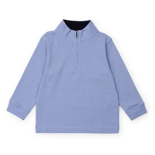 Lila and Hayes Spencer Quarter Zip Pullover in Blue Stripes at Nordstrom, Size 4T | Nordstrom