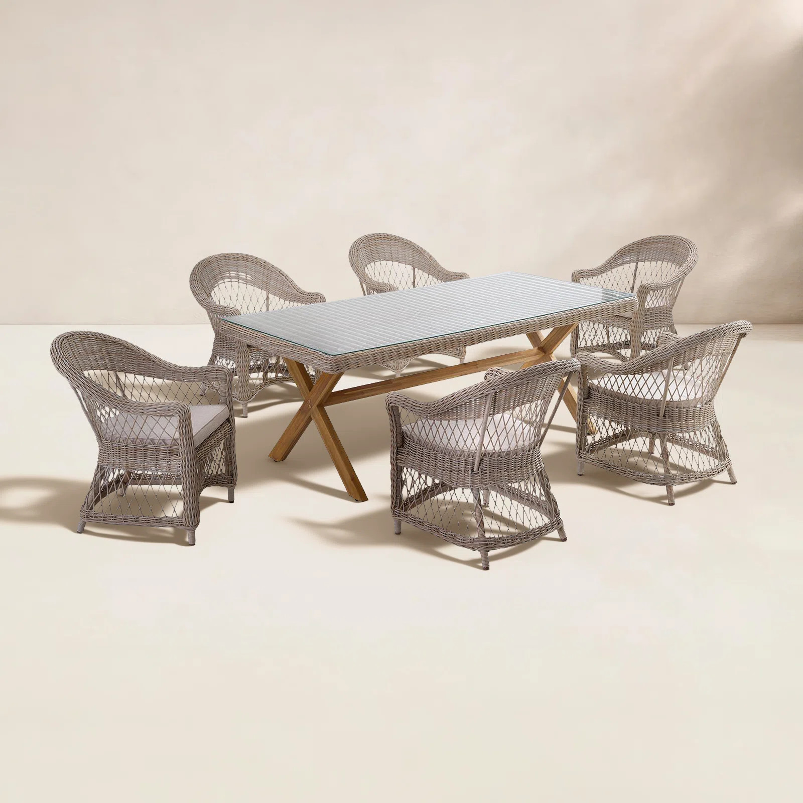 Cascade 6 - Person Rectangular Outdoor Dining Set with Cushions | Birch Lane