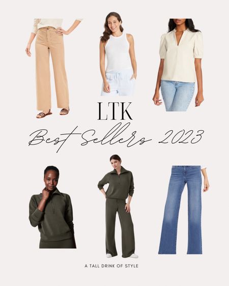 Best sellers in my LTK shop 2023
Khaki Loft pants
White ribbed Target tank
Cream faux leather top
Spanx Air Essentials half zip top and wide leg pants
NYDJ jeans

#LTKover40 #LTKworkwear #LTKstyletip