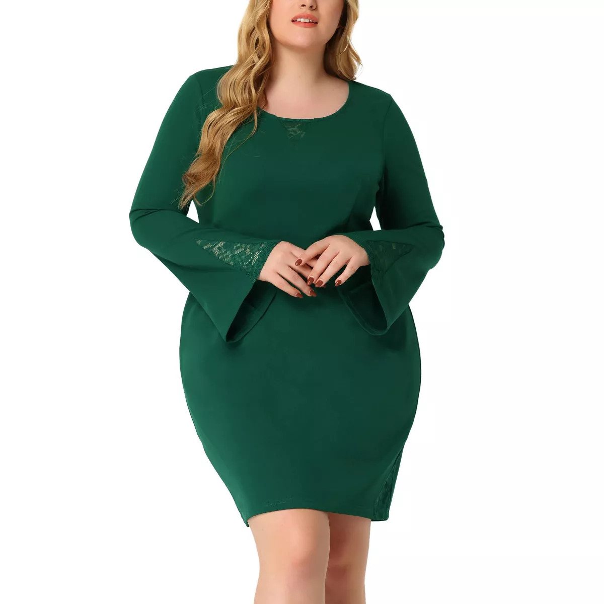 Agnes Orinda Women's Plus Size Cocktail Party Lace Bell Sleeve Bodycon Dresses | Target