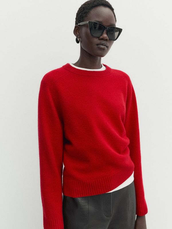 Wool and cashmere blend knit sweater | Massimo Dutti UK