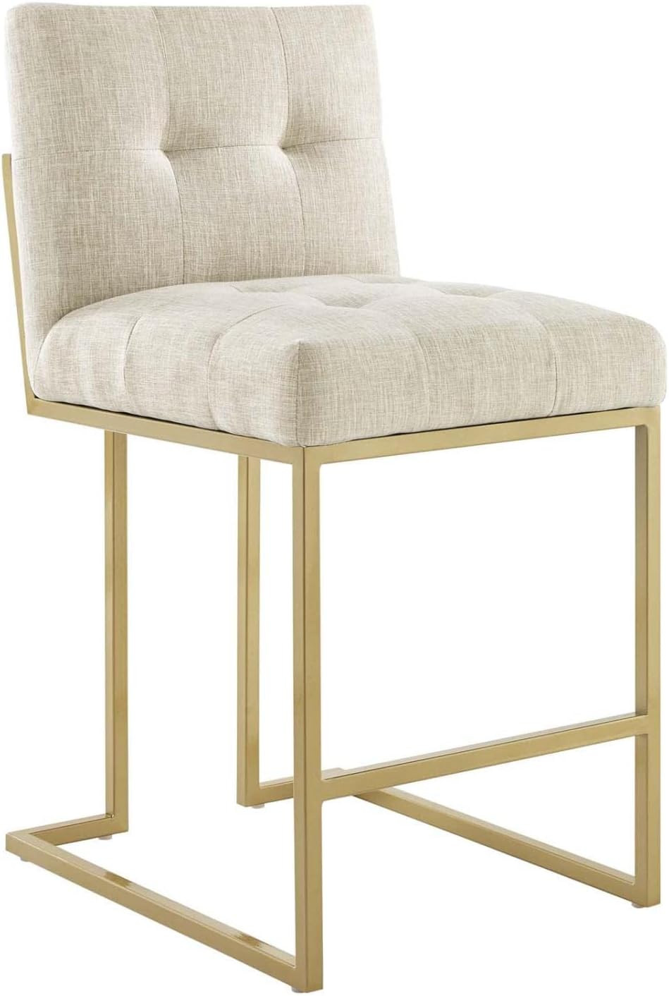 Modway Privy Stainless Steel Upholstered Fabric Counter Stool, Gold Beige | Amazon (US)