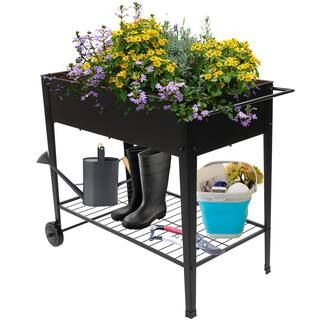 Winado 38 in. Black Iron Planter Cart-193947085282 - The Home Depot | The Home Depot