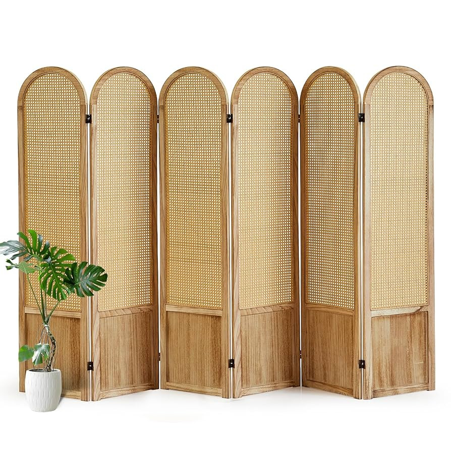 6 Panel Room Divider and Folding Privacy Screen, 5.6 Ft Foldable Double Hinged Rattan Partition, ... | Amazon (US)