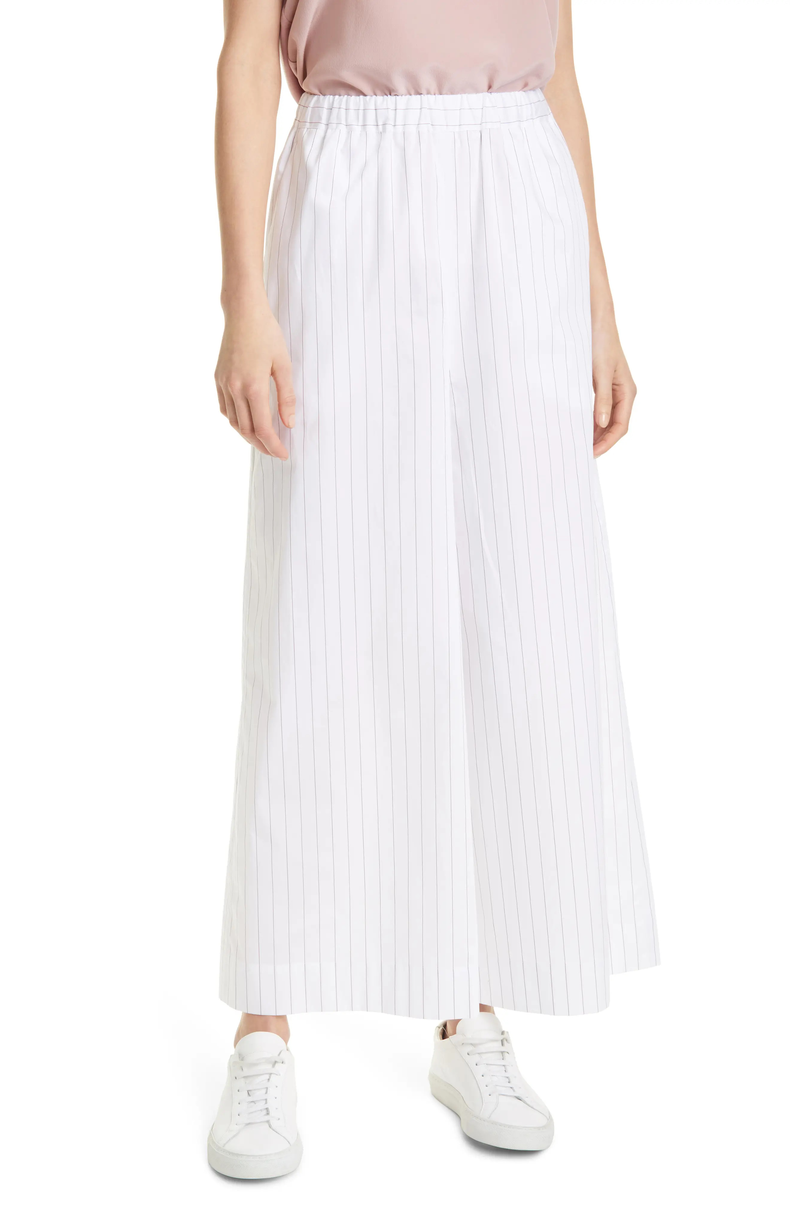 Women's Max Mara Leisure Stripe Wide Leg Trousers, Size 6 - White | Nordstrom
