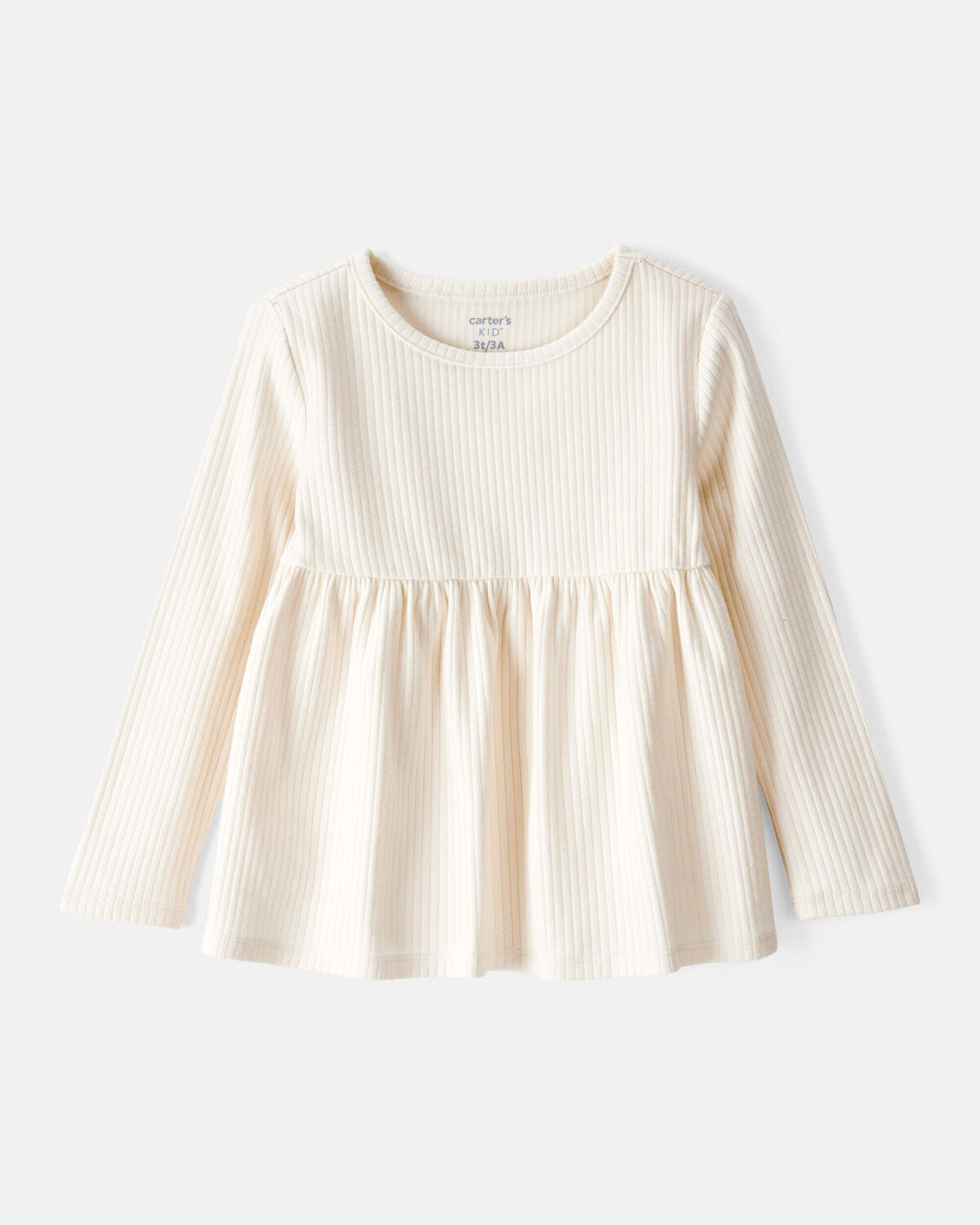 Toddler Girl Long-Sleeve Peplum Top - Cream | Carter's Inc