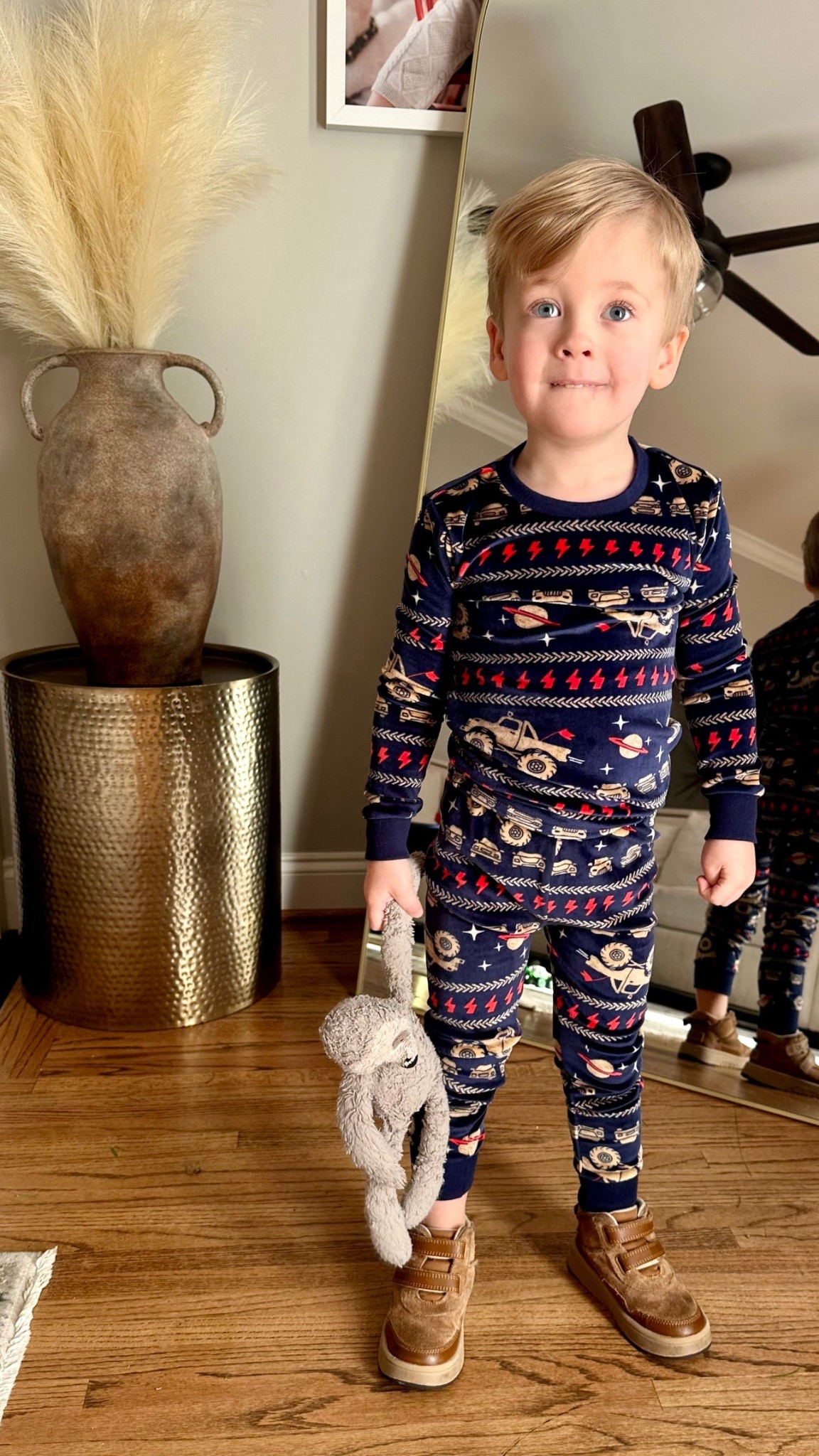 Cutest monster truck pajamas in the cutest boy. On sale!  Toddler to size 12  

#LTKSaleAlert #LTKBaby #LTKKids