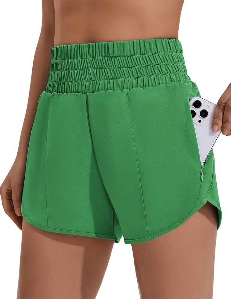 PINSPARK Womens Athletic Shorts for Gym Workout Running Short with High Waisted Zip Pockets | Amazon (US)