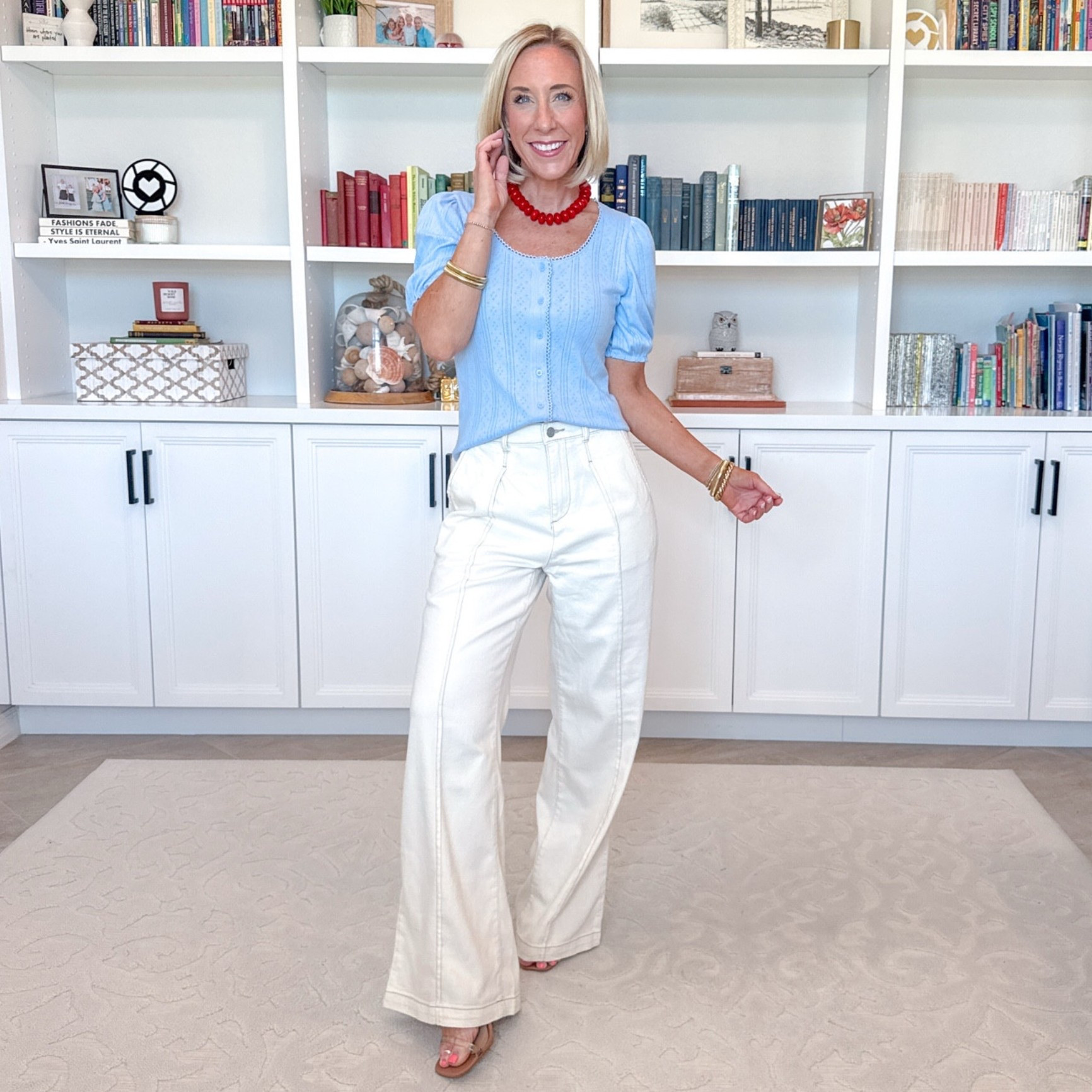 Walmart - new denim and tops (all under $27). High Rise Drapey Pleated Wide Leg Jeans - size XS. $24.98. 30" Inseam. Pointelle Top - size XS. $14.98. 4 colors.

#LTKOver40 #LTKSeasonal
