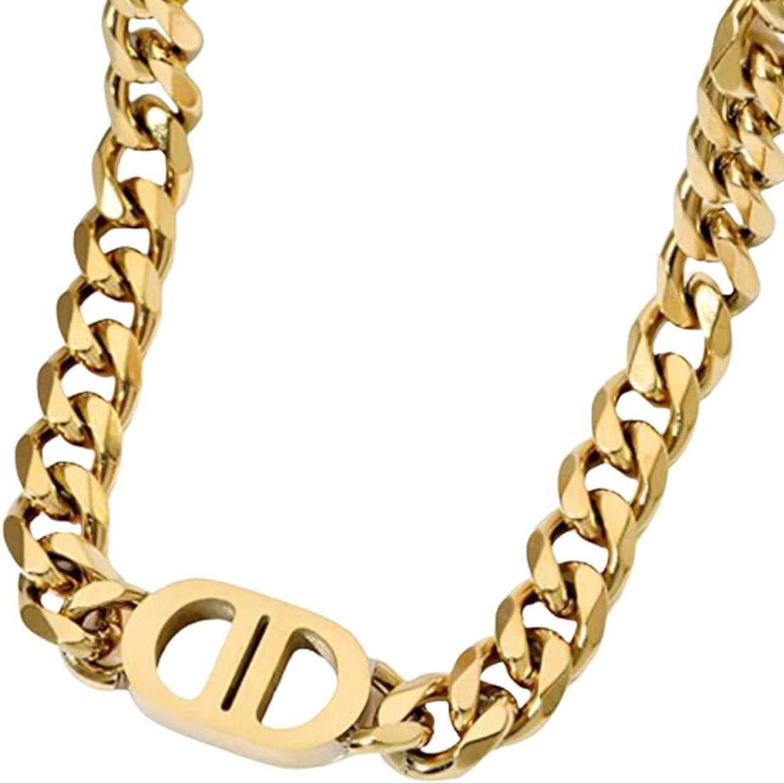 Yarpiany Titanium Steel Cuban Link Chain Gold Silver Bracelets/Necklace for Women's Girls,8mm Width, | Amazon (US)