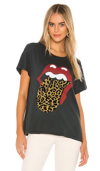 DAYDREAMER Rolling Stones Leopard Tongue Tour Tee in Vintage Black from Revolve.com | Revolve Clothing (Global)