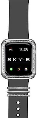 SKYB Halo Apple Watch Case with Milan Watch Band Charms and Silicone Sports Band Set - Rhodium Pl... | Amazon (US)