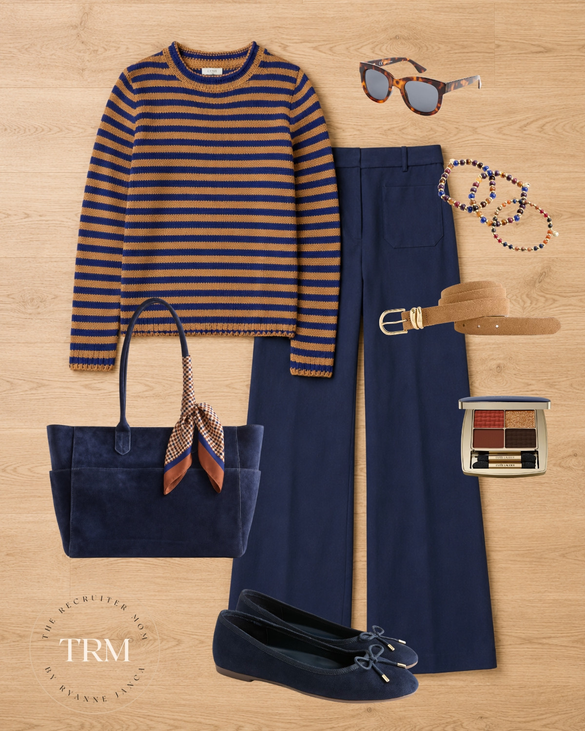 Classic fall stripes + navy trousers with the cutest suede accessories. Such an easy work-to-weekend look! #falloutfit #jcrewfactory

#LTKSeasonal #LTKOver40 #LTKMidsize