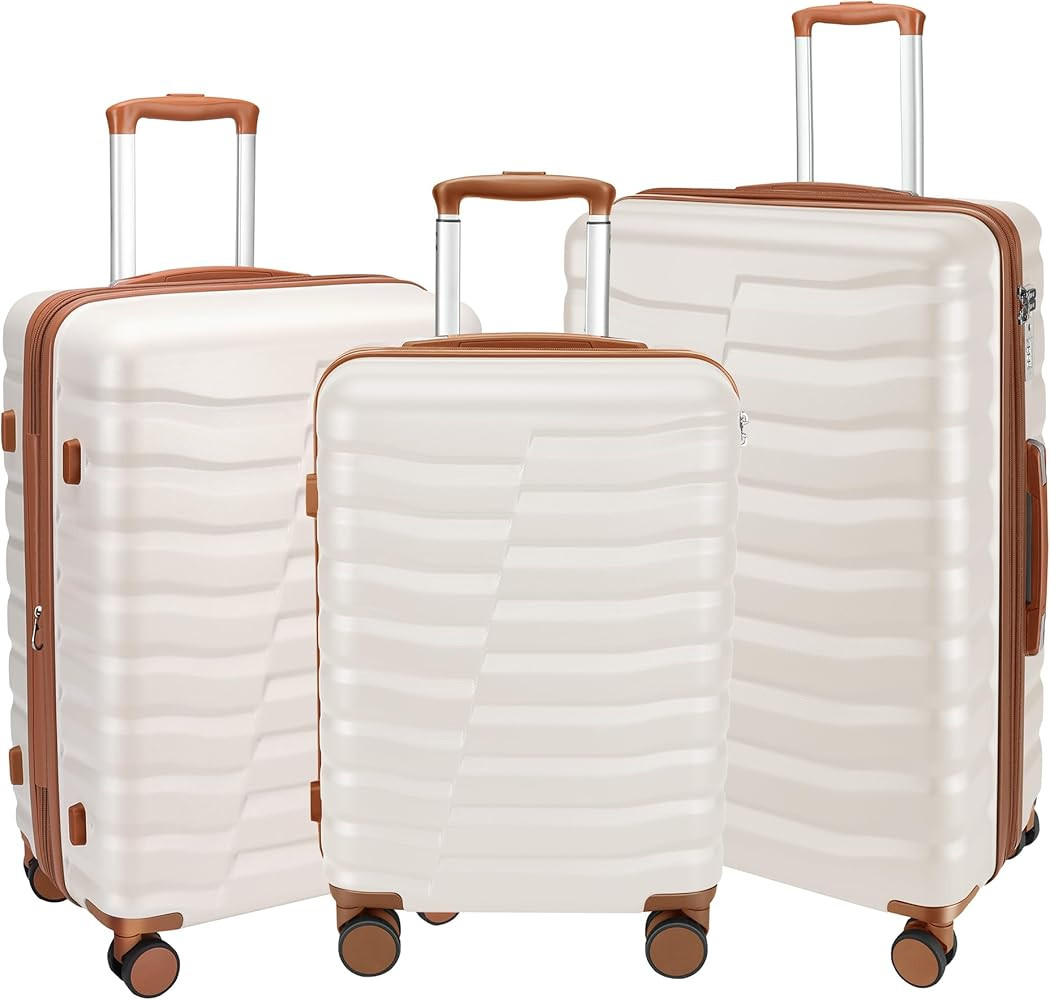 Lightweight Luggage with Spinner Wheels & YKK Zipper, 3-Piece Suitcase ABS+PC Hardside Luggage Se... | Amazon (US)