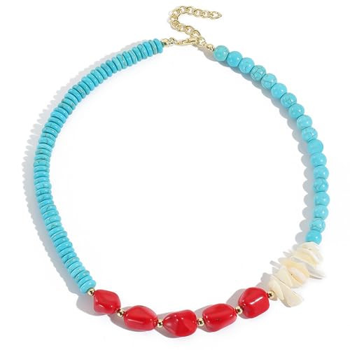 HETICA Turquoise Bead Necklace Suitable for Women Adjustable Bohemian Red Turquoise Shell Necklac... | Amazon (US)