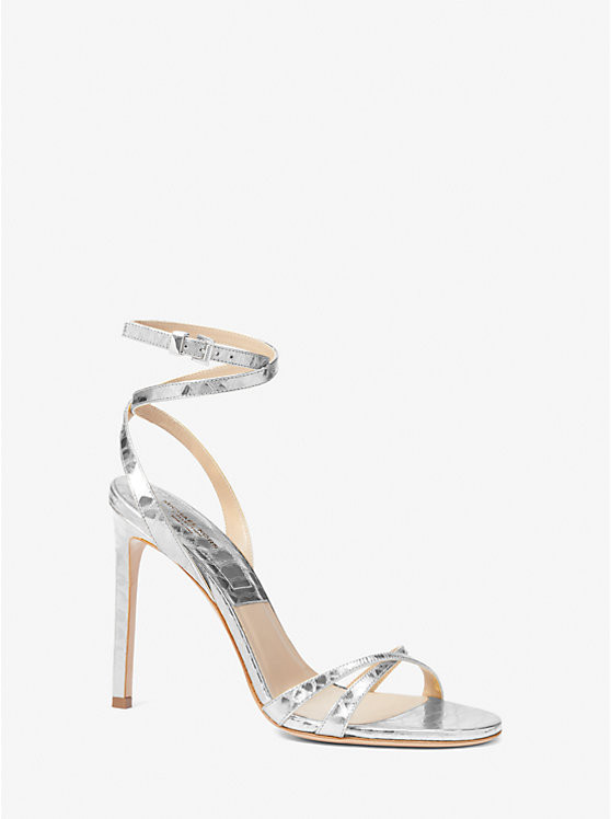 Chrissy Metallic Python Embossed Leather Sandal | Michael Kors US