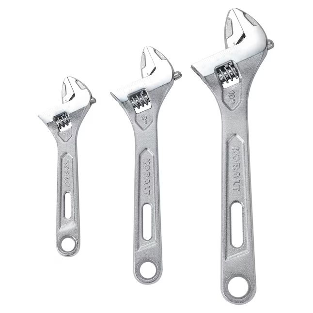 Kobalt 3-Piece Chrome Vanadium Steel Adjustable Wrench Set | Lowe's