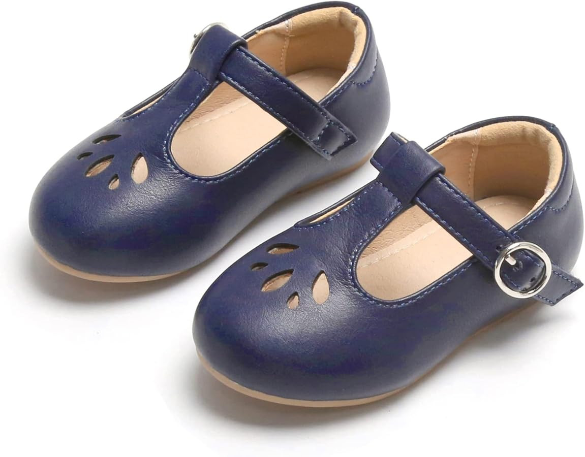 THEE BRON Girl's T-Strap Flats Toddler/Little Kid Ballet Mary Jane Party Dress Shoes | Amazon (US)