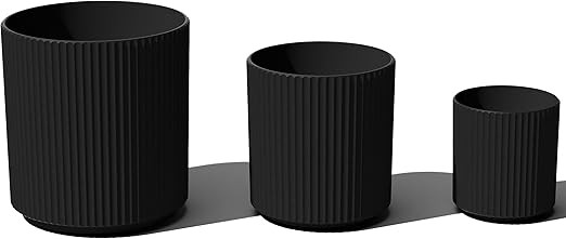 Veradek Demi Series Set of 3 Round Planters for Porch, Patio, Backyard | Durable Plastic-Stone Ma... | Amazon (US)
