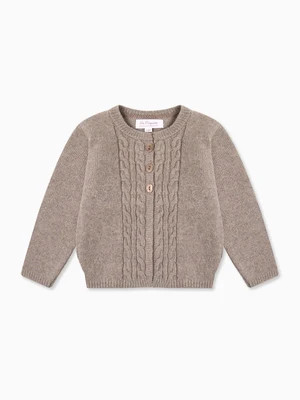 Taupe Anastasia Merino Baby Cardigan | La Coqueta (US)