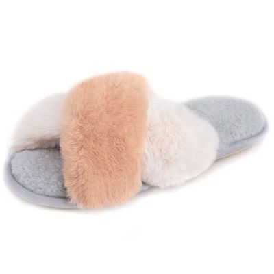 RockDove Women's Adeline Cross-Band Faux Fur Slipper | Target