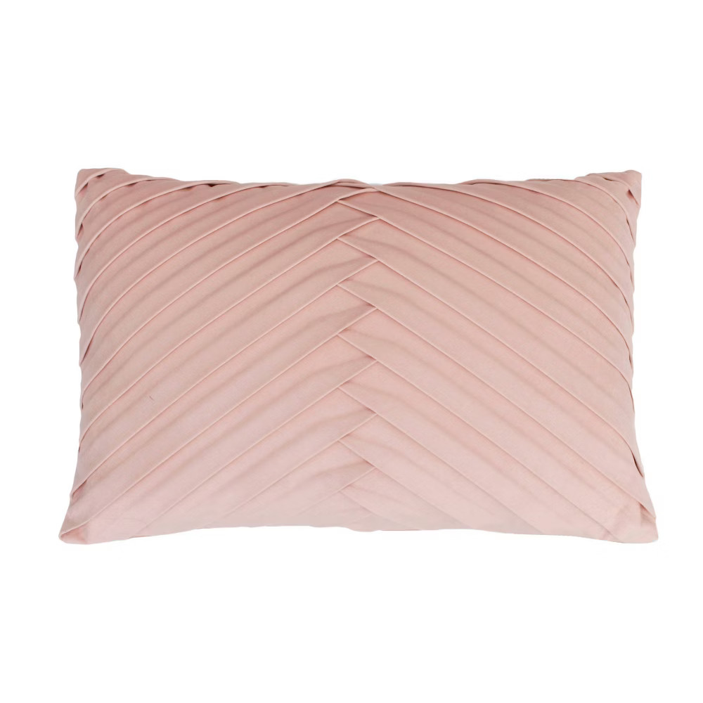 James Pleated Velvet Oversize Lumbar Throw Pillow Pink - Decor Therapy | Target