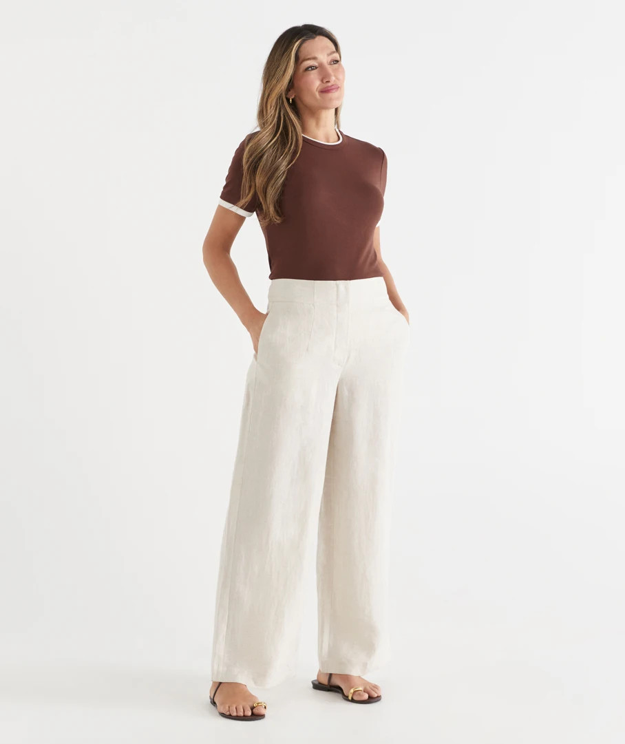 Linen Tailored Wide Leg Pant | Sussan