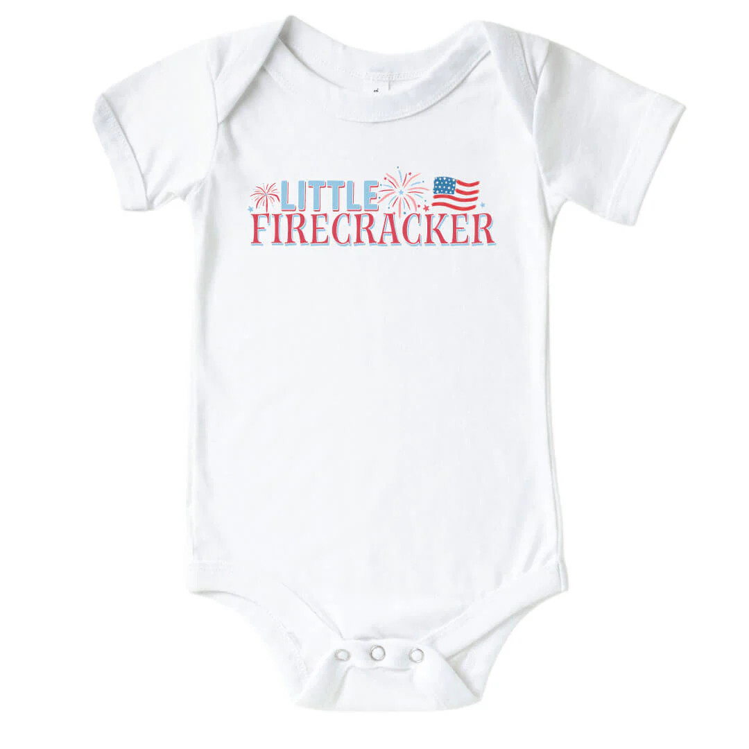 Little Firecracker Graphic Bodysuit | White | Caden Lane