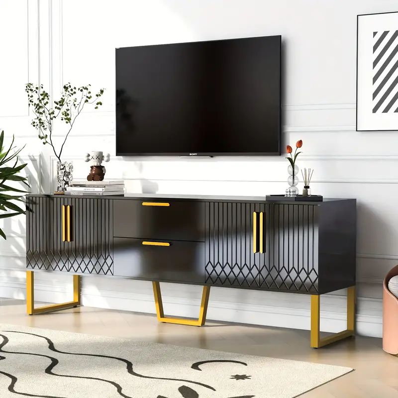 1pc Modern Tv Stand For Tvs Up To 75 Inches, Storage Cabinet With Drawers And Storage, Wooden   T... | Temu Affiliate Program