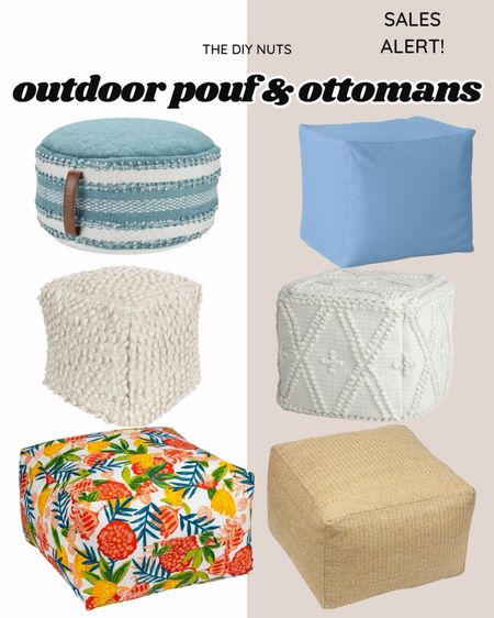 On Sale outdoor ottomans and outdoor poufs for your backyard. Add texture and styles with these fun outdoor cushions.

#LTKhome #LTKsalealert #LTKfindsunder50