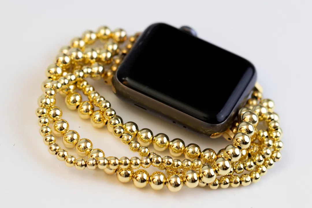 Gold Beaded Bracelet Apple Watch Band - Replacement Band for Apple Watch - Bracelet Style Apple W... | Etsy (US)