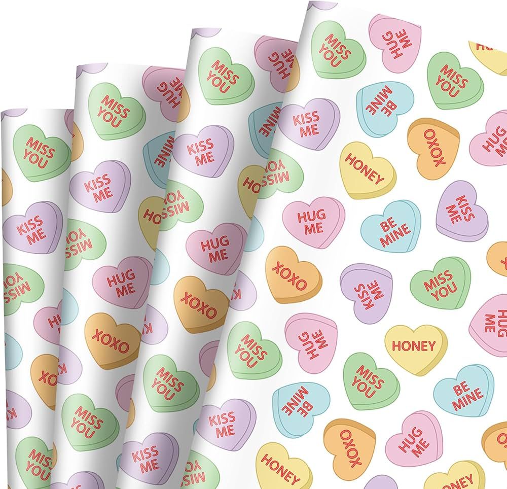 JarThenaAMCS 8 Sheet Valentine's Day Wrapping Paper Conversation Heart Gift Wrap Paper Bulk Folde... | Amazon (CA)