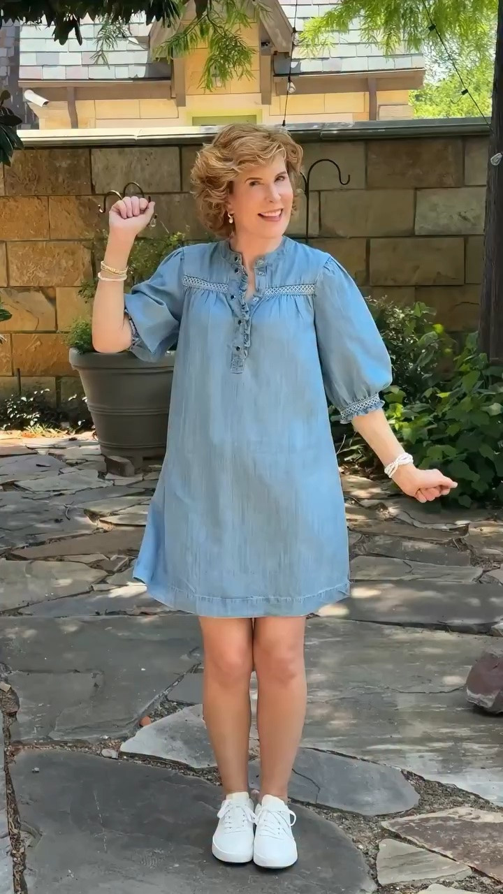 Sharing this easy denim dress with smocked details and a relaxed, flattering fit. I paired it with classic white sneakers and simple pearl accessories for a polished, everyday look.

#LTKootd #LTKSeasonal